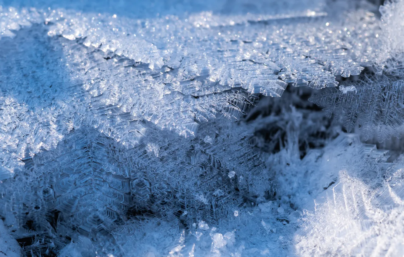 Фото обои лед, зима, снег, снежинки, природа, кристаллы льда