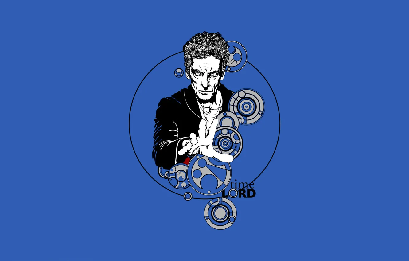 Фото обои взгляд, круги, рука, арт, актер, мужчина, Doctor Who, синий фон