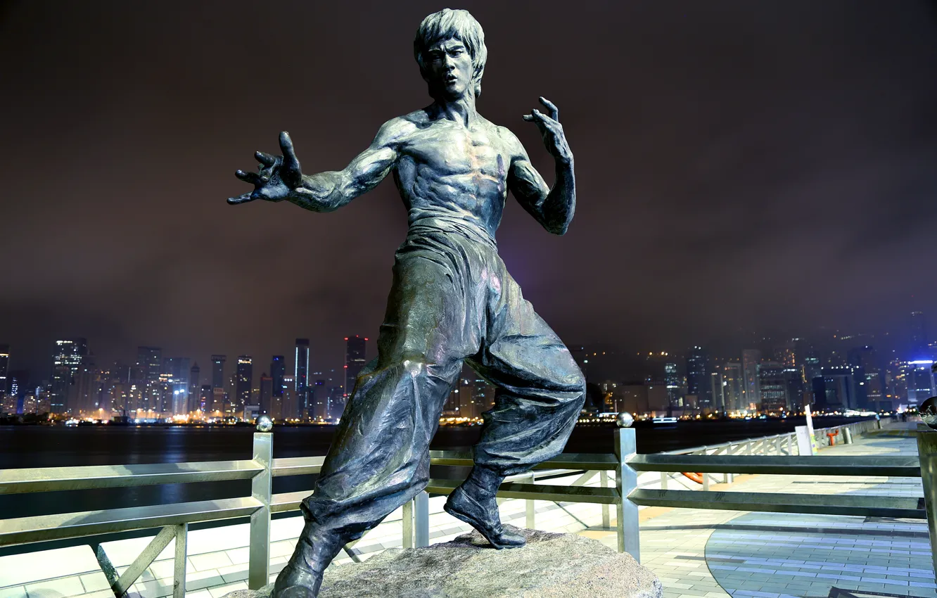 Фото обои фон, памятник, Bruce Lee, Брюс Ли, Hong Kong