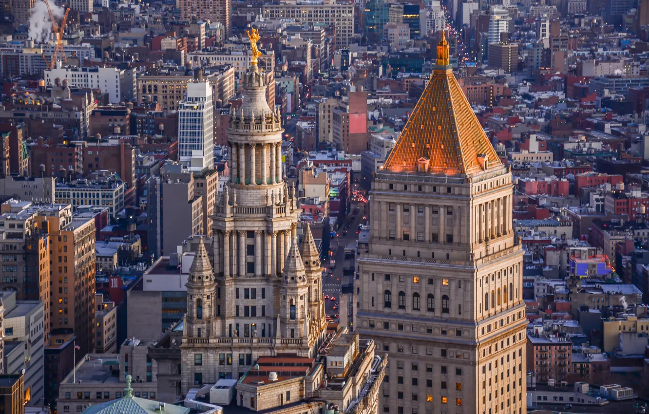 Фото обои здания, дома, Нью-Йорк, панорама, архитектура, Манхэттен, Manhattan, New York City