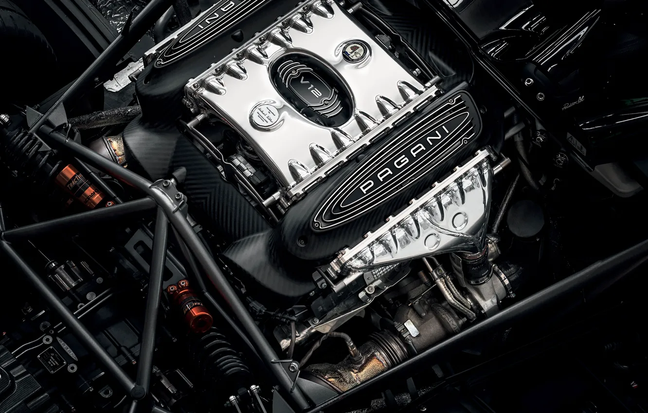 Фото обои Pagani, Huayra, engine, Pagani Huayra BC Roadster