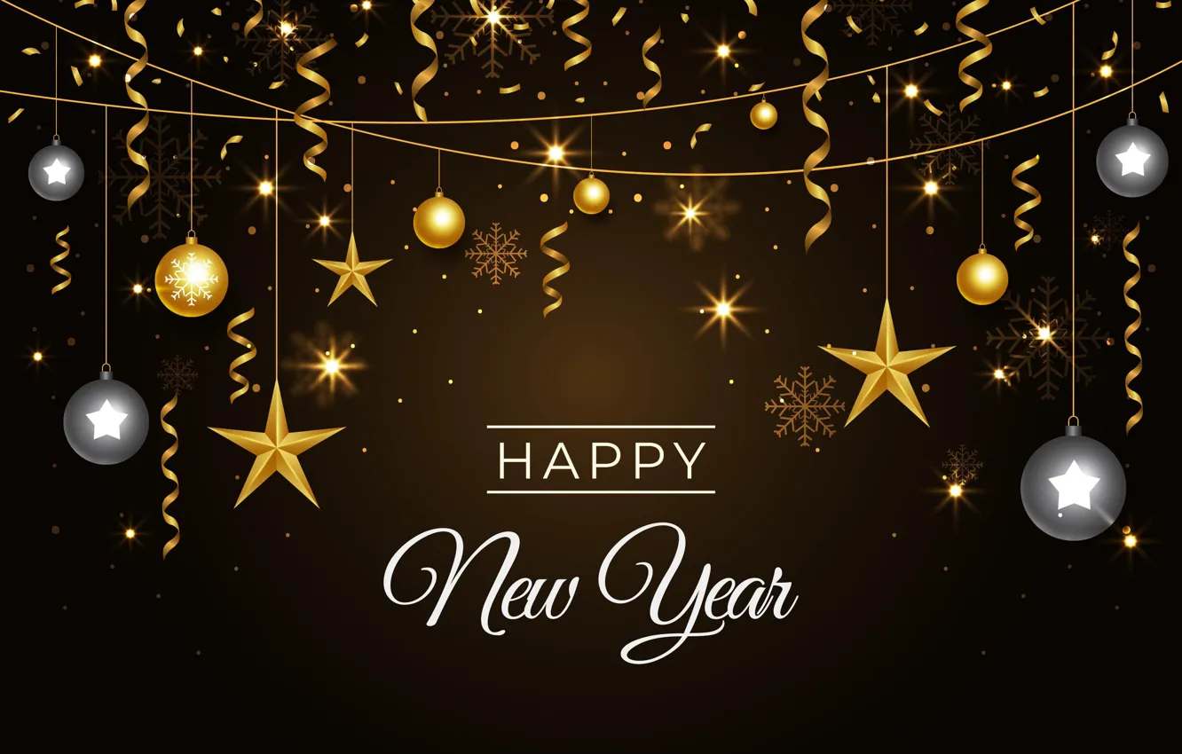 Фото обои украшения, золото, новый год, Рождество, golden, Christmas, balls, background