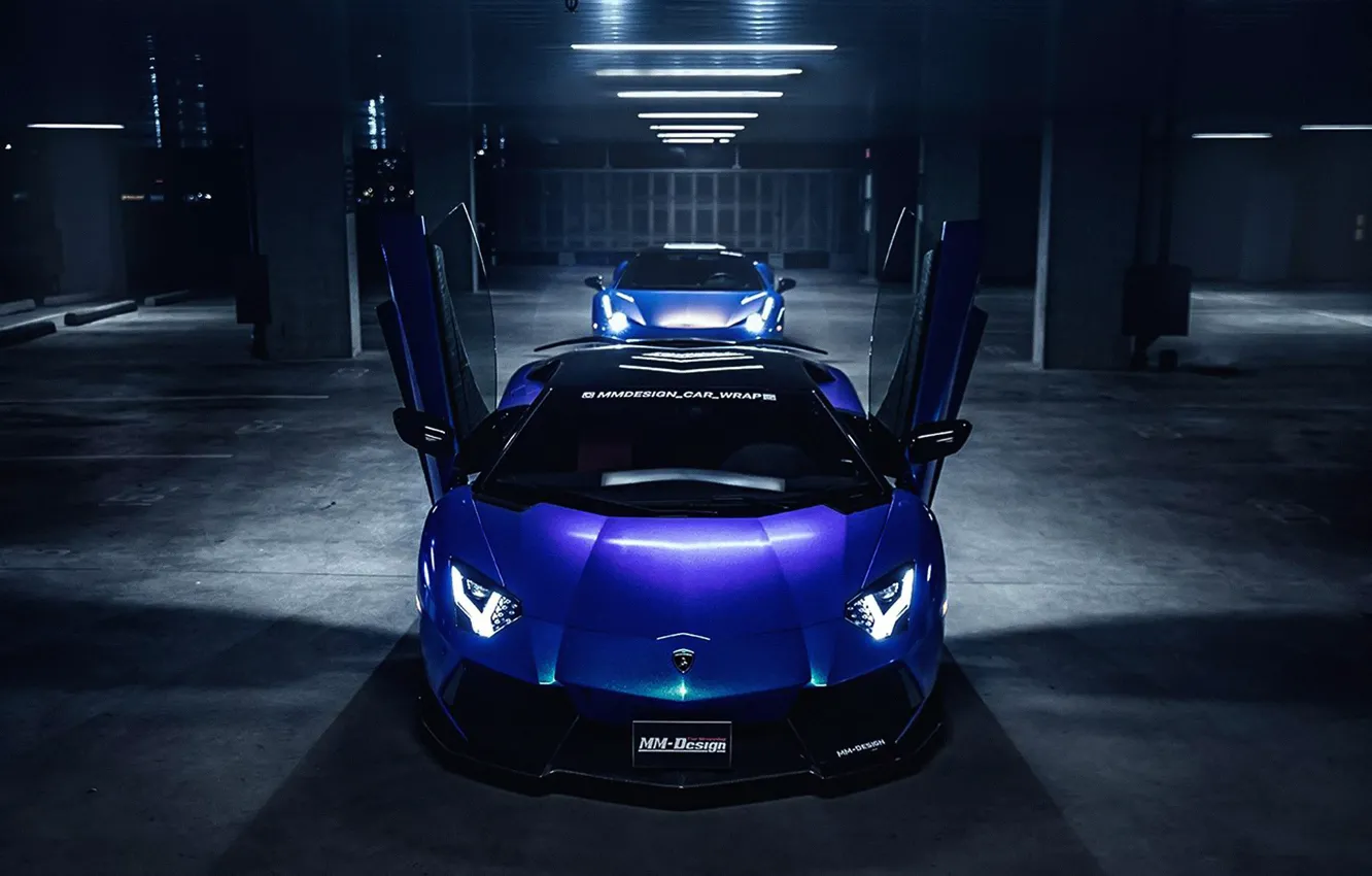 Фото обои Lamborghini, Car, Purple, Front, LP700-4, Aventador, Wrap, MM-Design