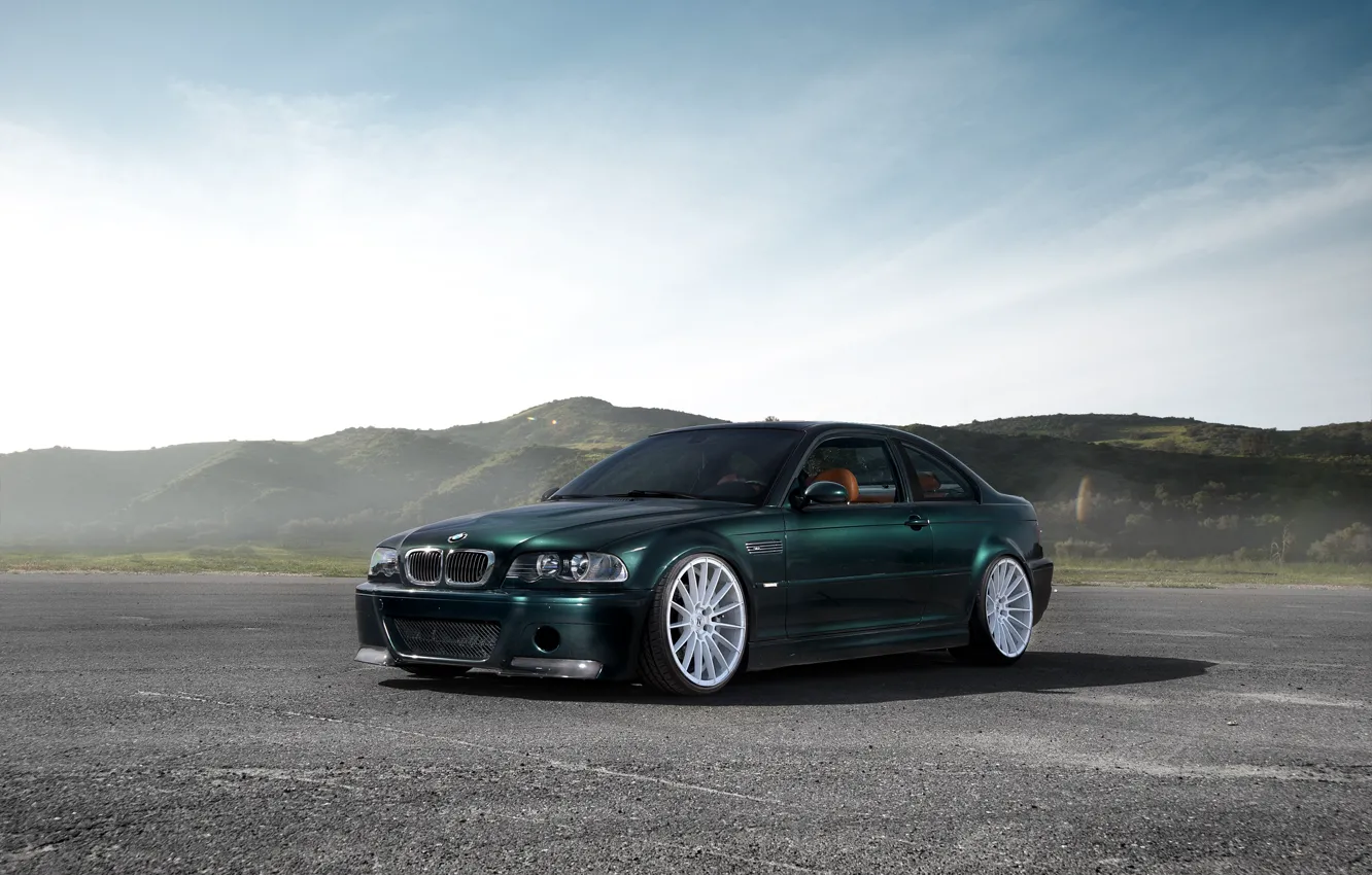 Фото обои White, E46, Wheels, M3, Dark green