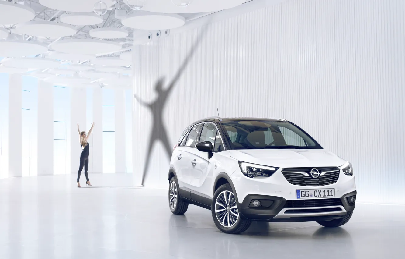 Фото обои Белый, Opel, Автомобиль, Opel Crossland X