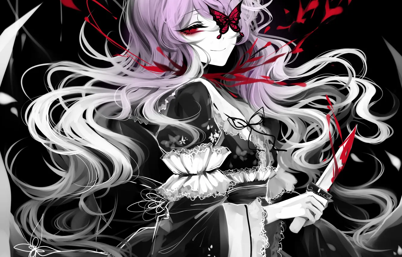 Фото обои девушка, бабочка, Touhou, Yuyuko Saigyouji, Тохо, Тоухоу, Sheya