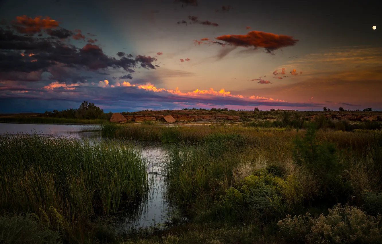 Фото обои вечер, Аризона, речка, Уинслоу