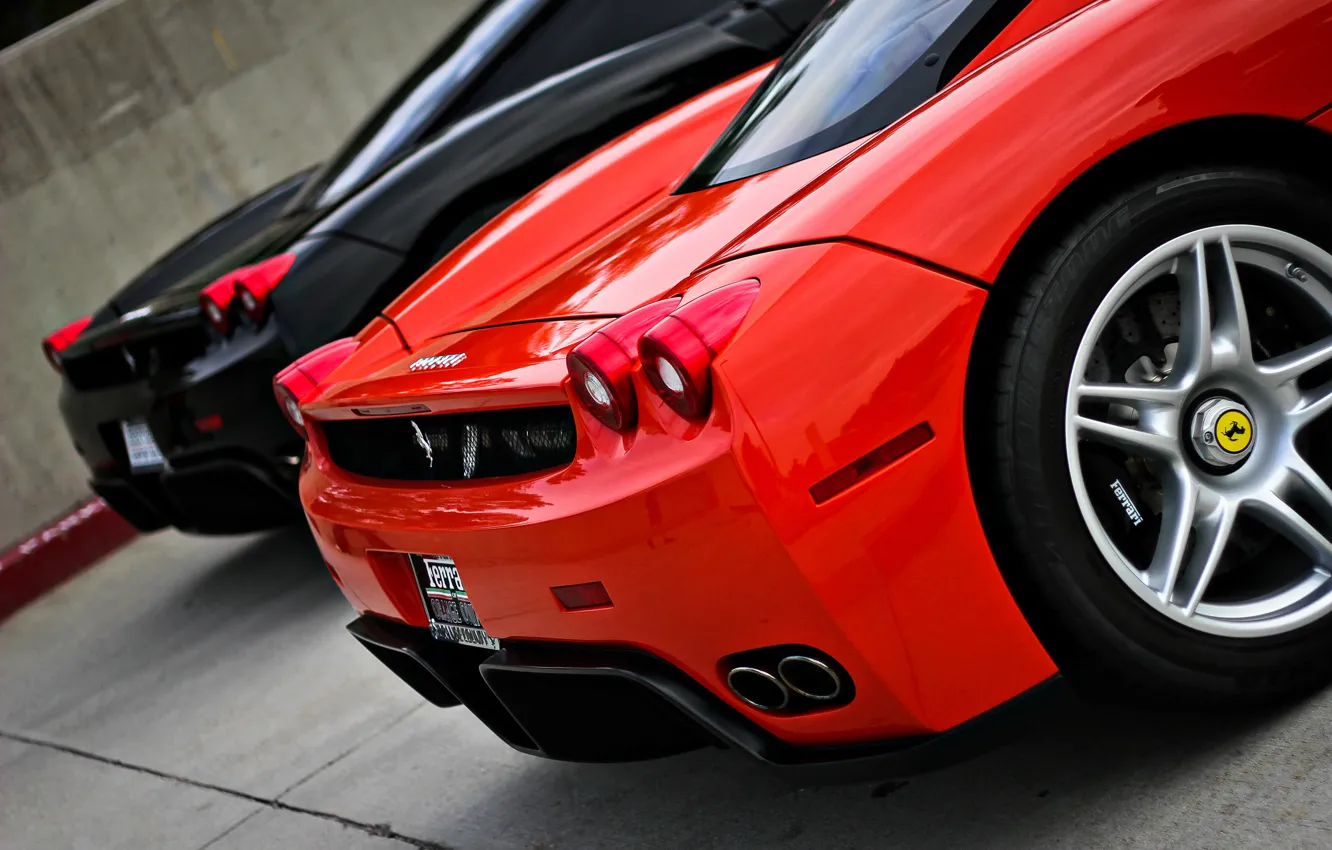 Фото обои красный, черный, Ferrari, суперкар, red, supercar, феррари, black