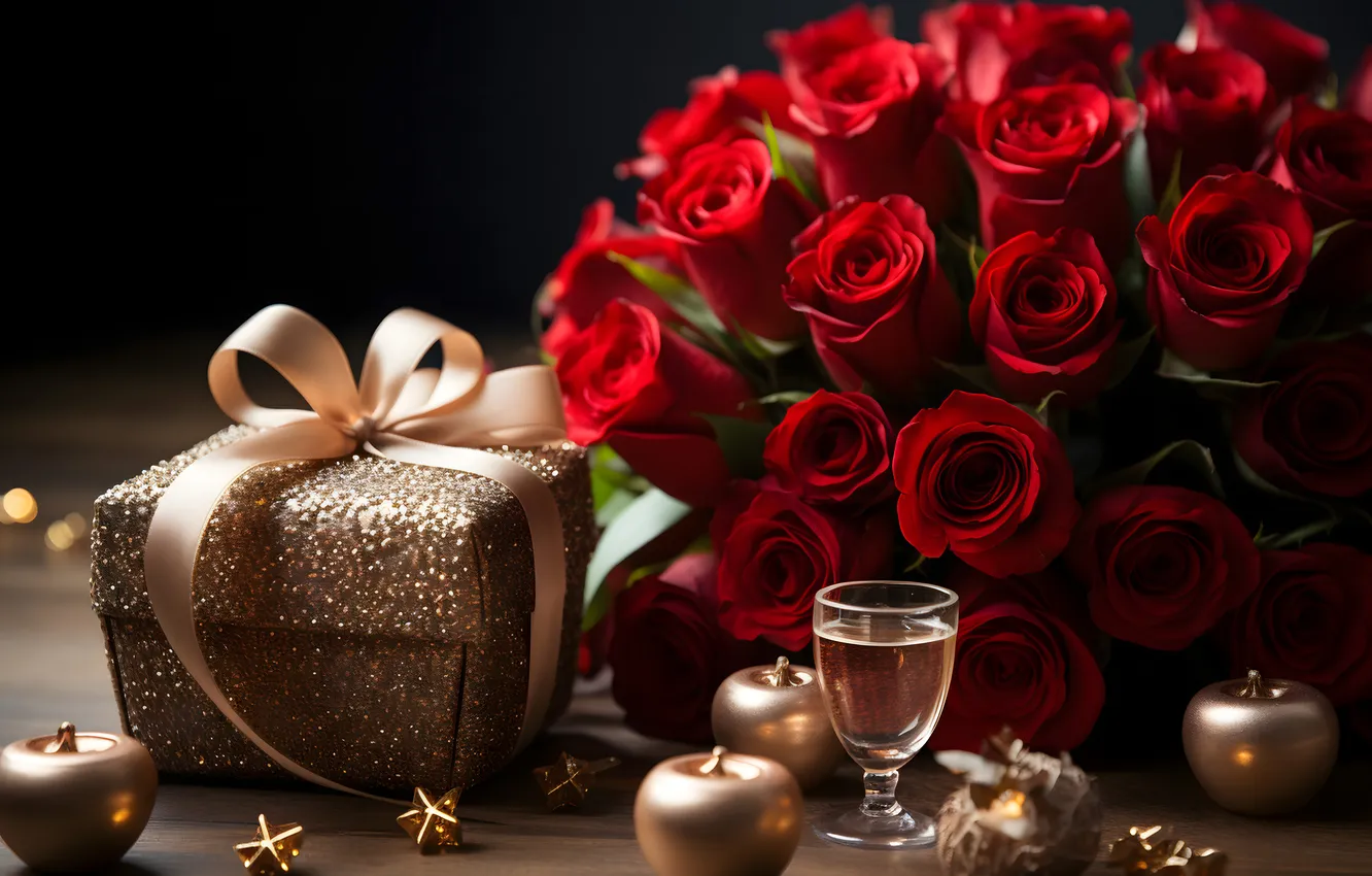 Фото обои любовь, цветы, подарок, романтика, розы, love, happy, День святого Валентина