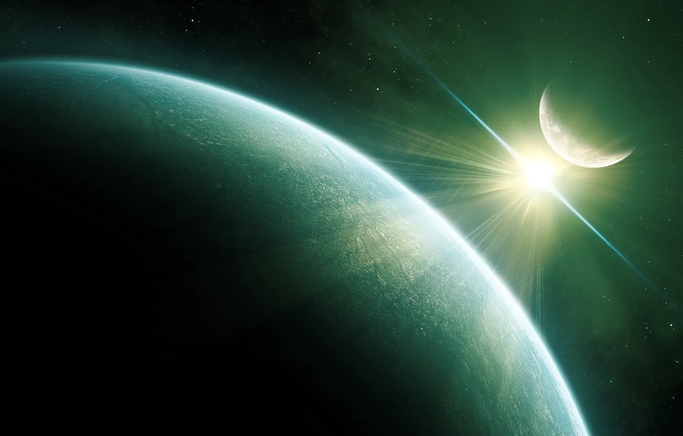 Фото обои звезды, свет, планета