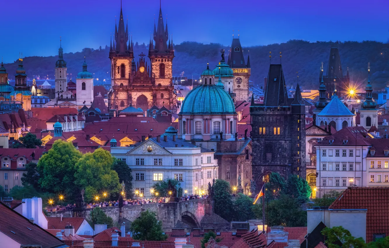 Фото обои здания, дома, крыши, Прага, Чехия, башни, Prague, Czech Republic