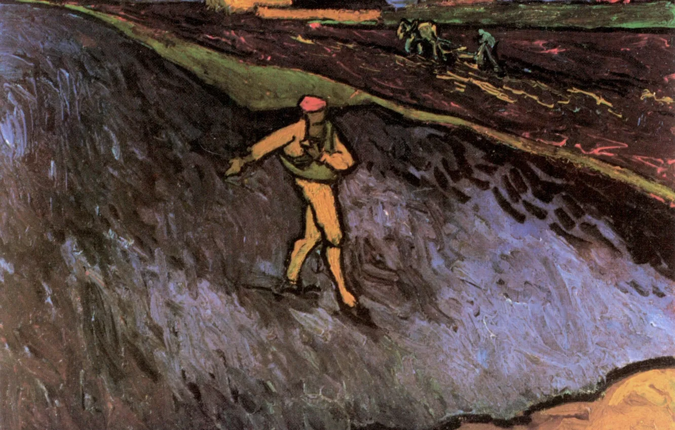 Фото обои Винсент ван Гог, in the Background, Outskirts of Arles, The Sower