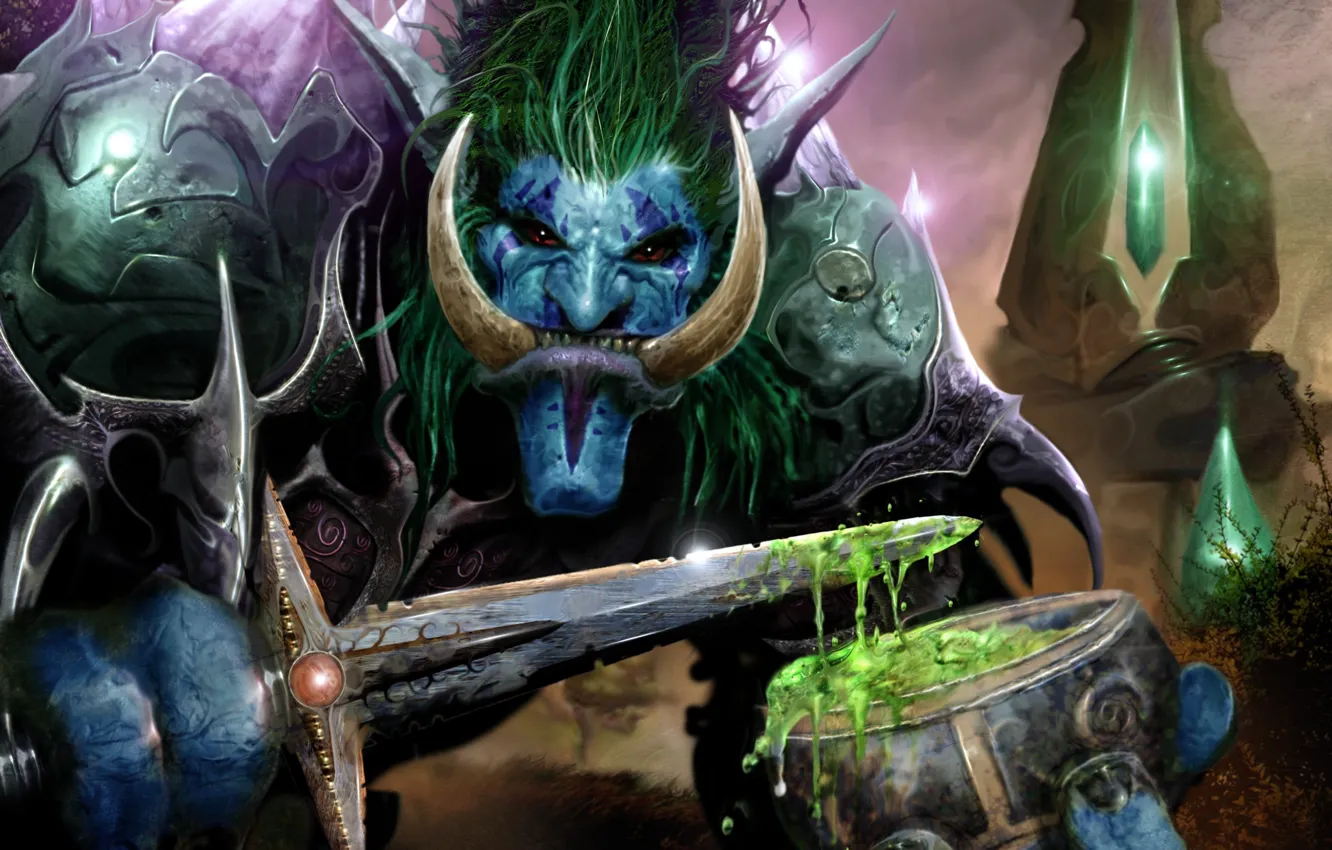 Фото обои карта, арт, WoW, World of Warcraft, клинок, тролль, Подготовка, Hearthstone