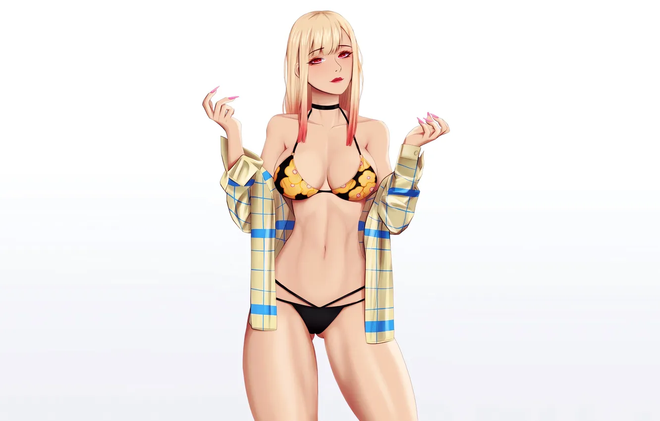 Фото обои girl, sexy, cleavage, long hair, boobs, anime, beautiful, pretty