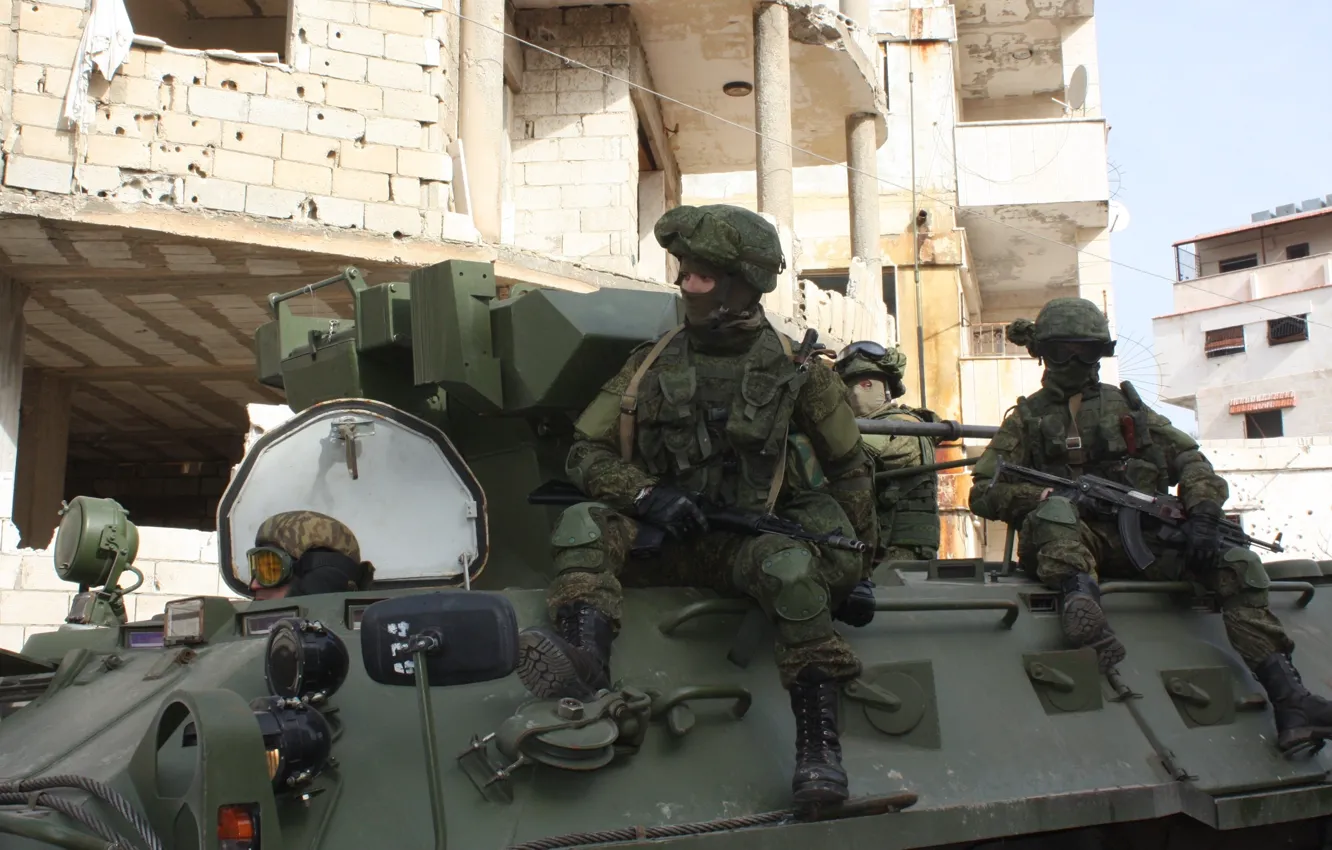 Фото обои солдаты, Армия, Россия, Сирия, БТР-82А