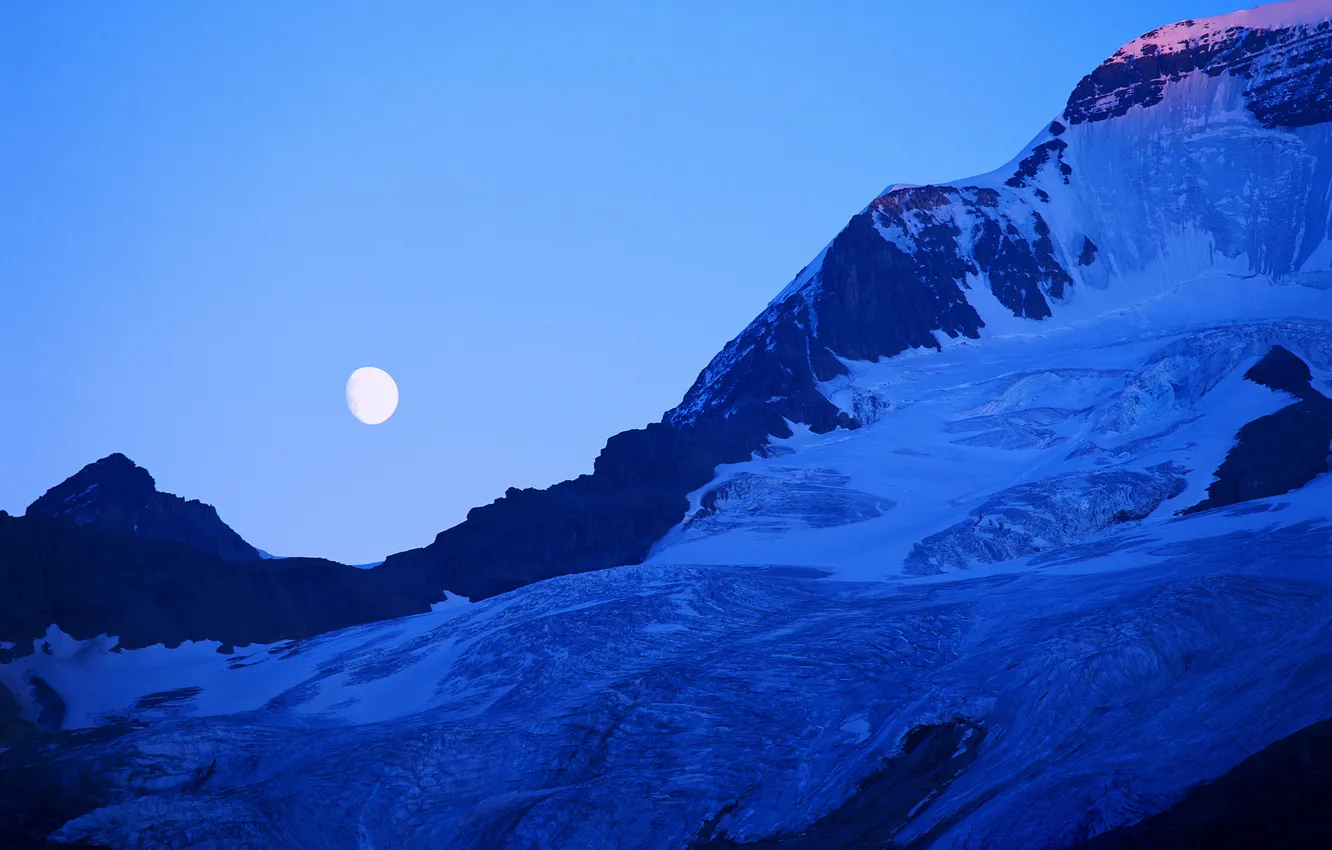 Фото обои горы, ночь, обои, луна, красиво, wallpapers