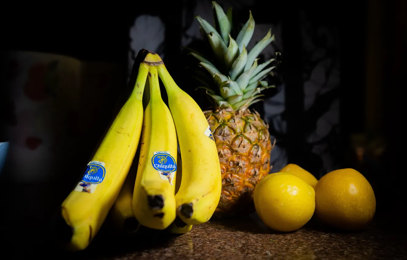 Фото обои lemon, fruit, banana, lemons, ananas, nananas