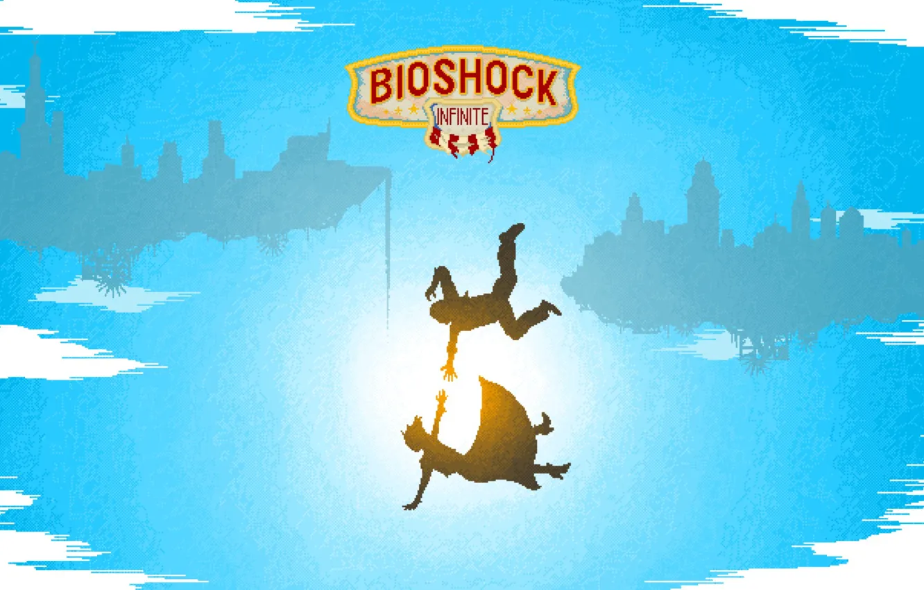 Фото обои падение, Bioshock Infinite, 8 bit, 8 бит, falling