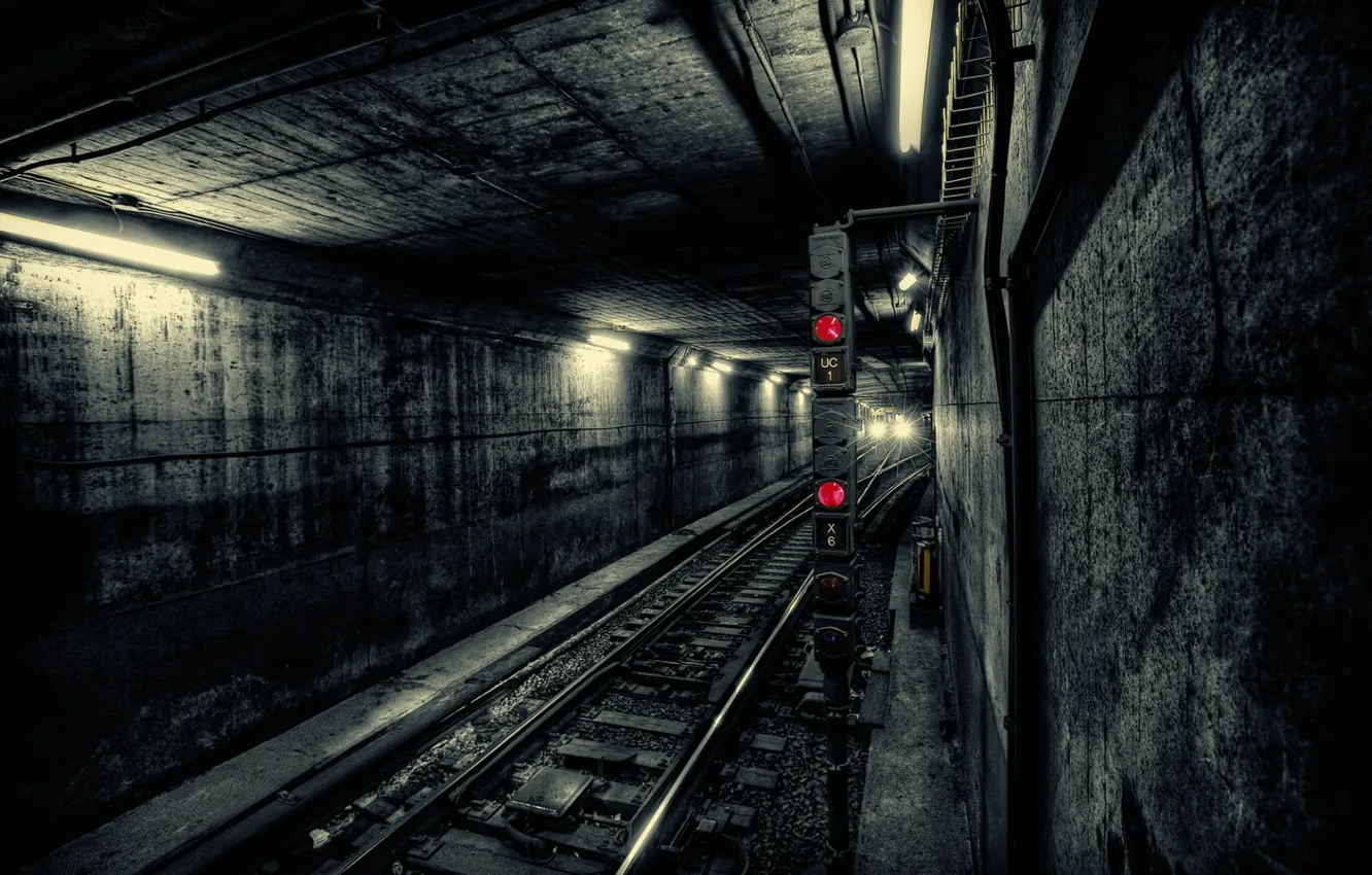 Фото обои Train, Underground, Tunnel