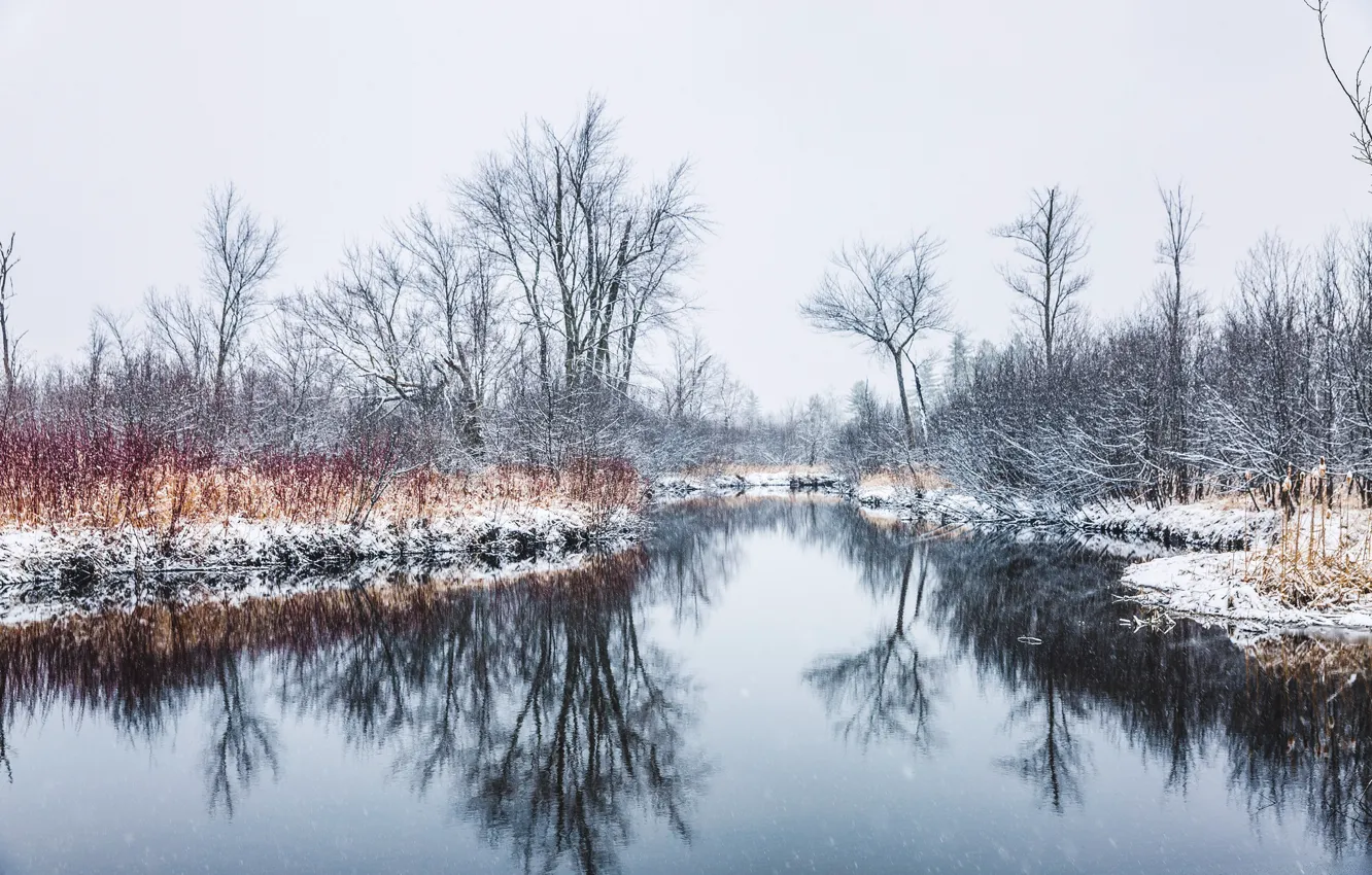 Фото обои осень, природа, Spring Snow