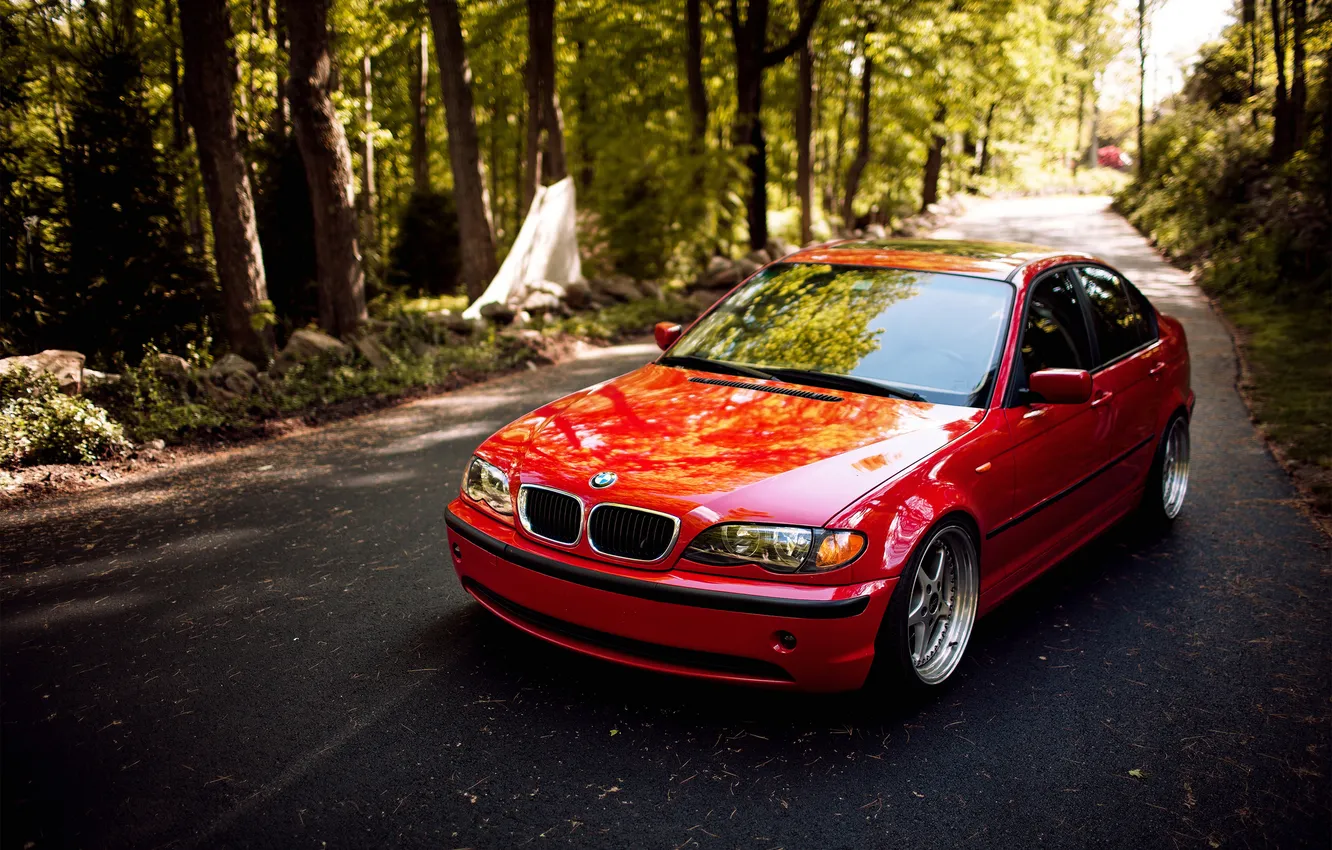 Фото обои BMW, red, E46