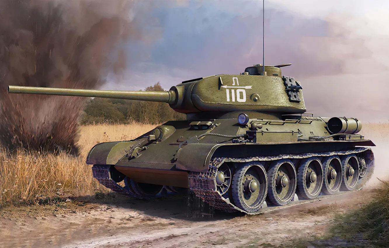 Фото обои art, tank, ww2, t-34