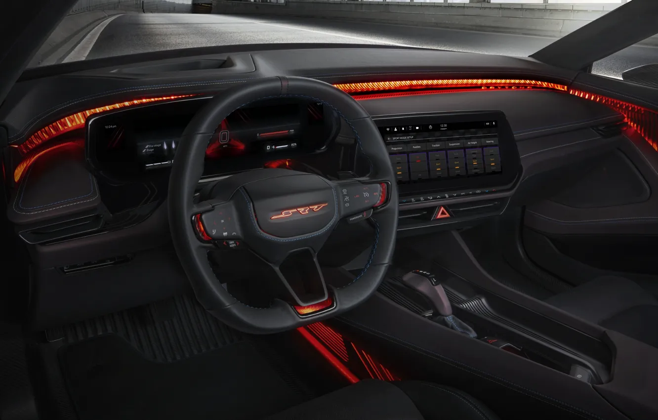 Фото обои Dodge, Charger, steering wheel, car interior, Dodge Charger Daytona SRT Concept