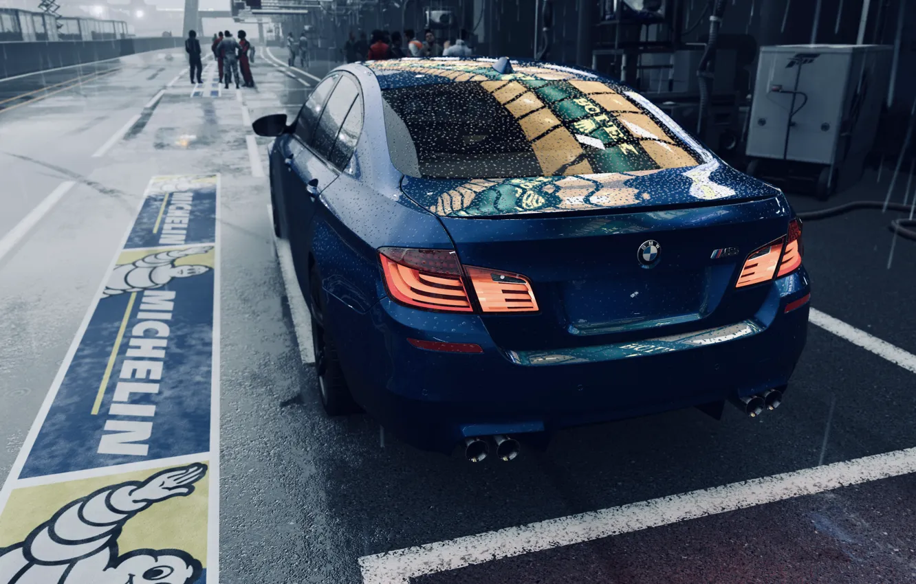 Фото обои HDR, BMW, Rain, Game, F10, 5er, FM7, UHD