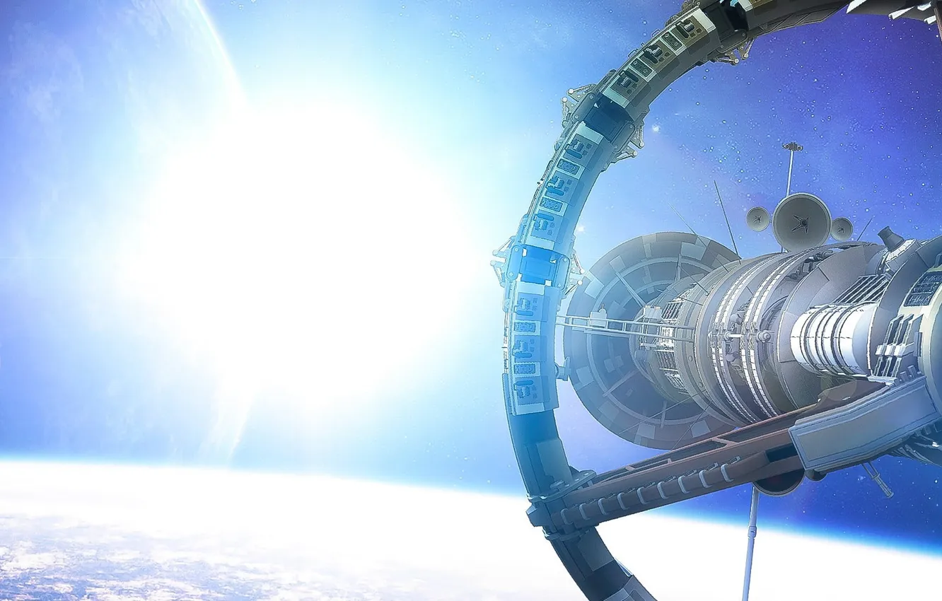 Фото обои space, science fiction, HD wallpaper, Stanford torus, gray satellite digital wallpaper