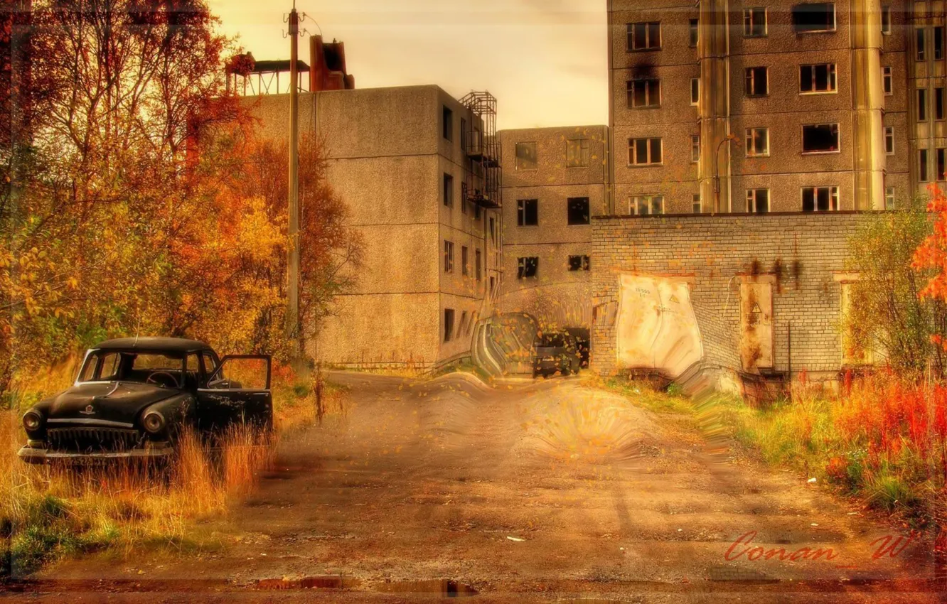 Фото обои осень, Припять, город-призрак