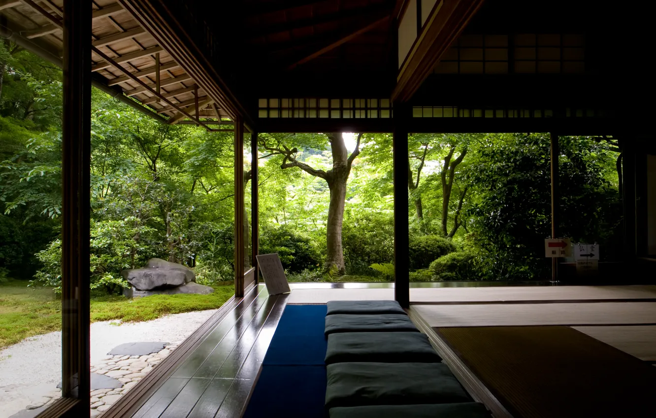 Фото обои лес, деревья, поиск, дом, релакс, тишина, медитация, храм