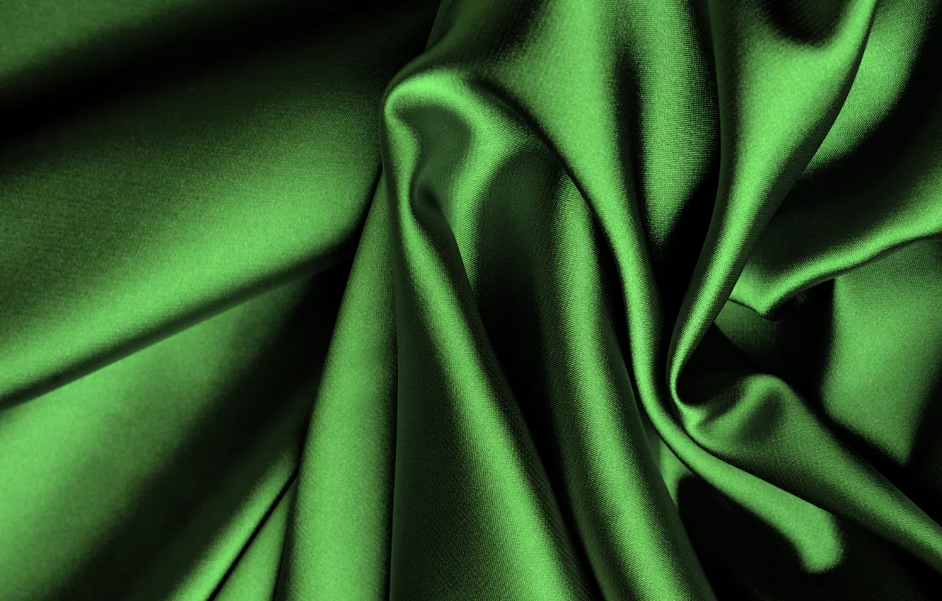 Фото обои зеленый, шелк, ткань, складки, сатин
