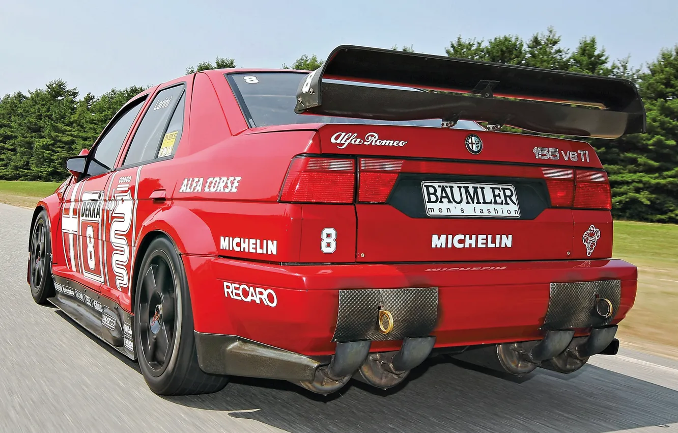 Фото обои Alfa Romeo, DTM, 1993, Sports car, Антикрыло, Alfa Romeo 155 V6 TI DTM