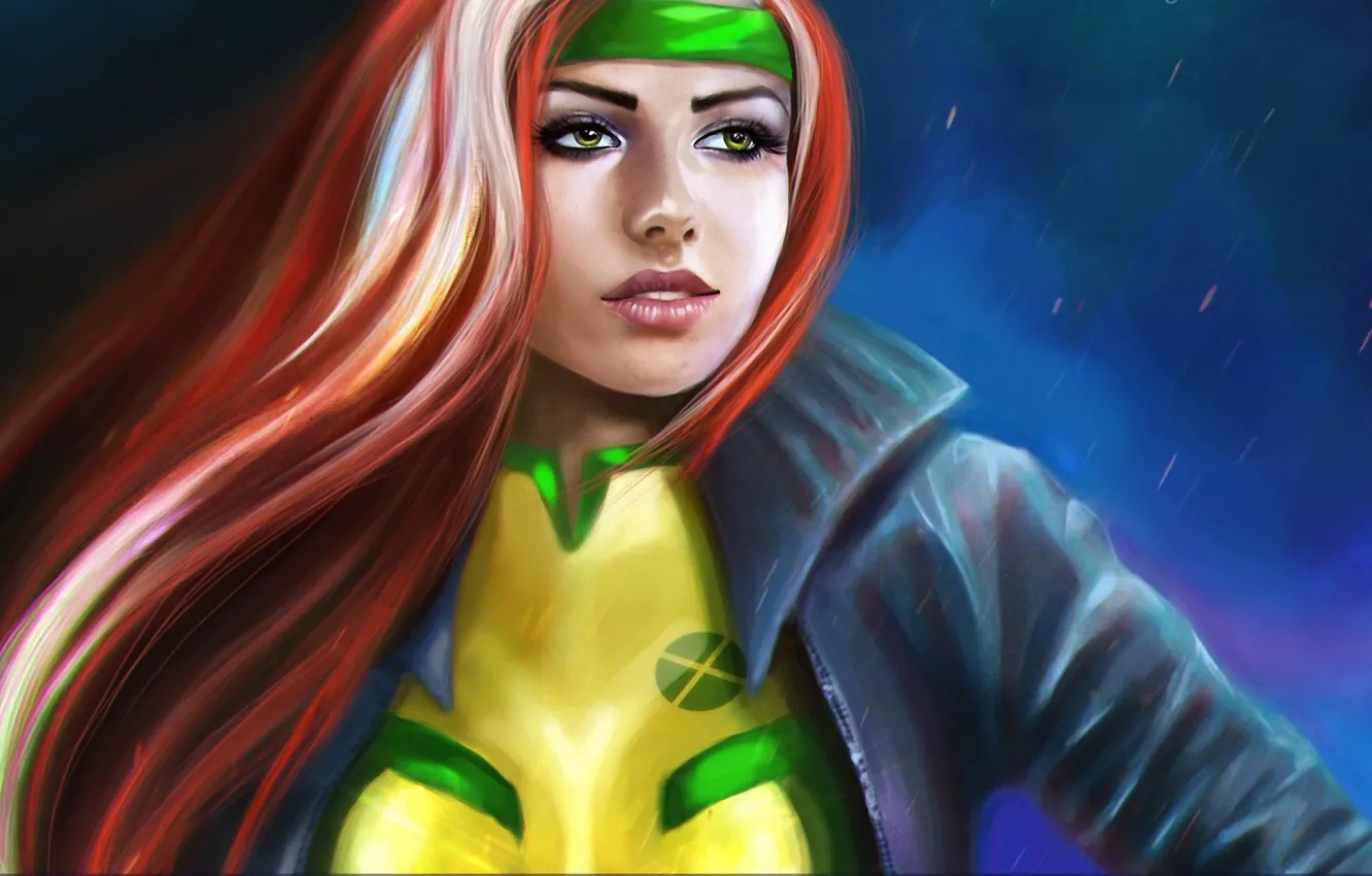 Фото обои девушка, лицо, волосы, арт, Marvel, Rogue, Diva