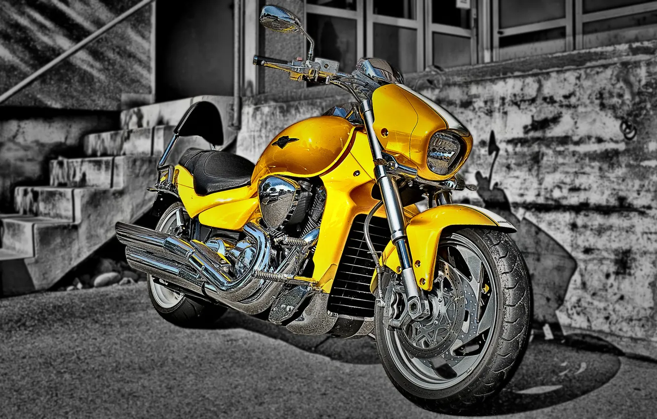 Фото обои мотоцикл, harley, yellow machine