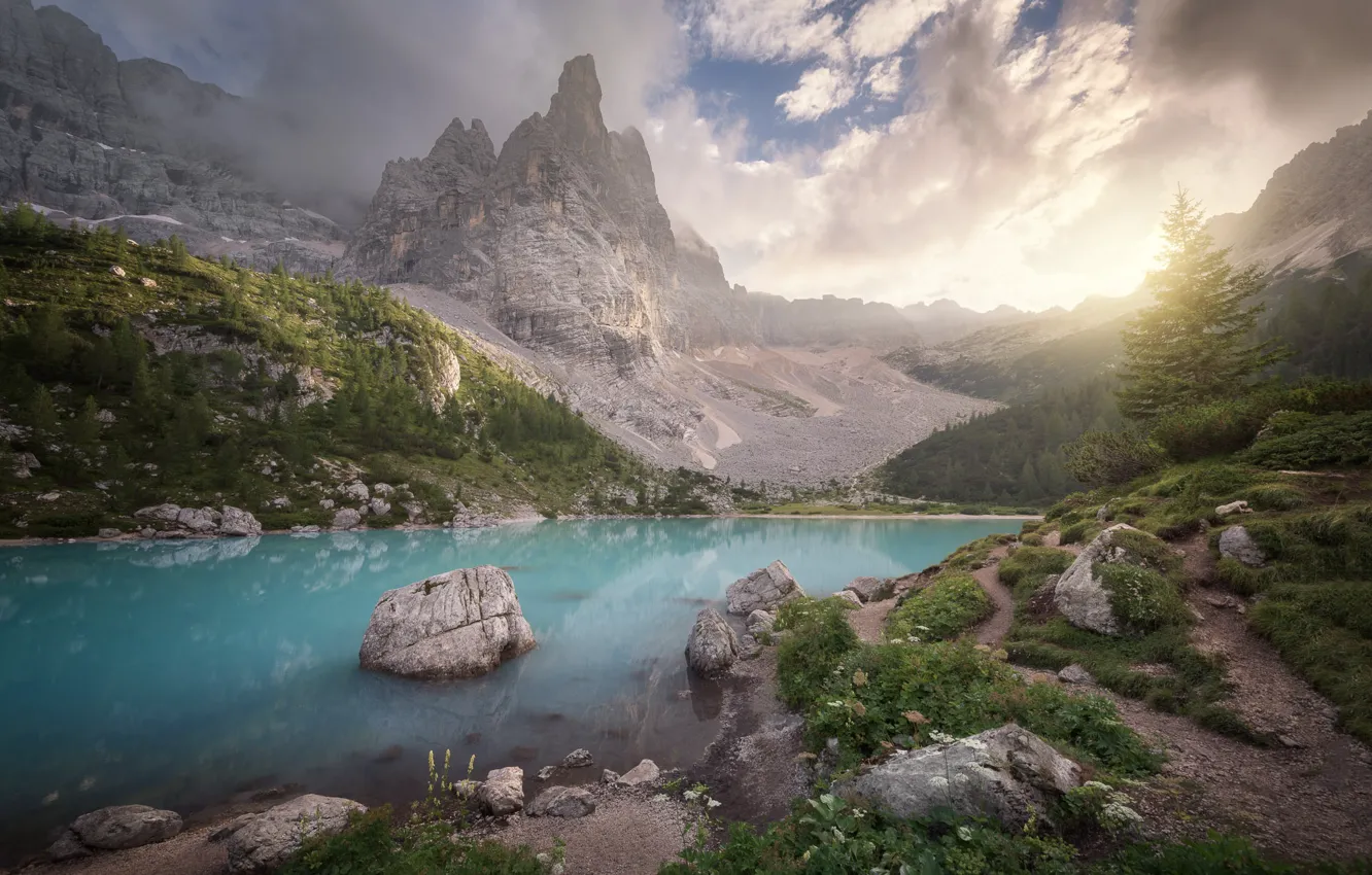 Фото обои вода, горы, природа, камни, скалы, Италия