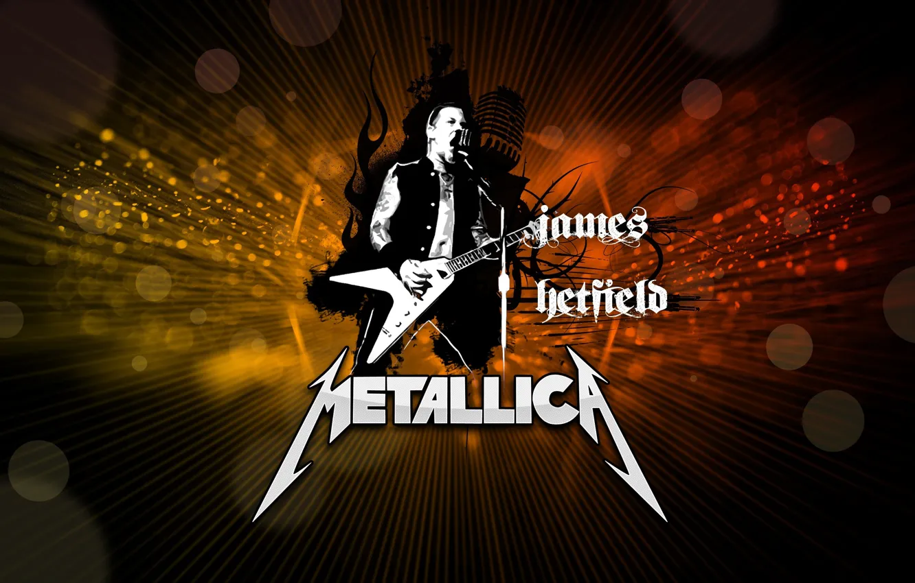 Фото обои металл, гитарист, rock, рок, metallica, электрогитара, металлика, james hetfield