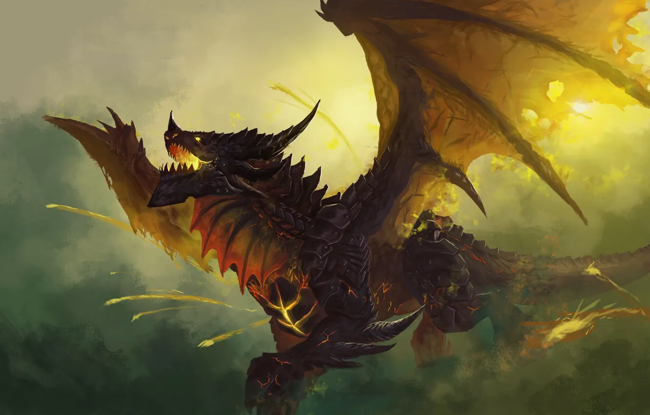 Фото обои Дракон, Игра, Крылья, World of Warcraft, WOW, Fantasy, Арт, Art