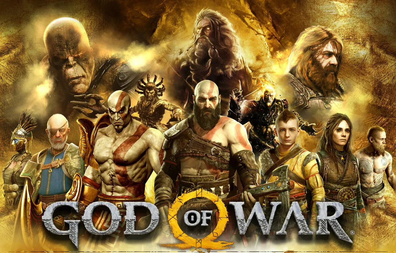 Фото обои logo, god of war, kratos, god of war 3, sony, ps3, thor, playstation