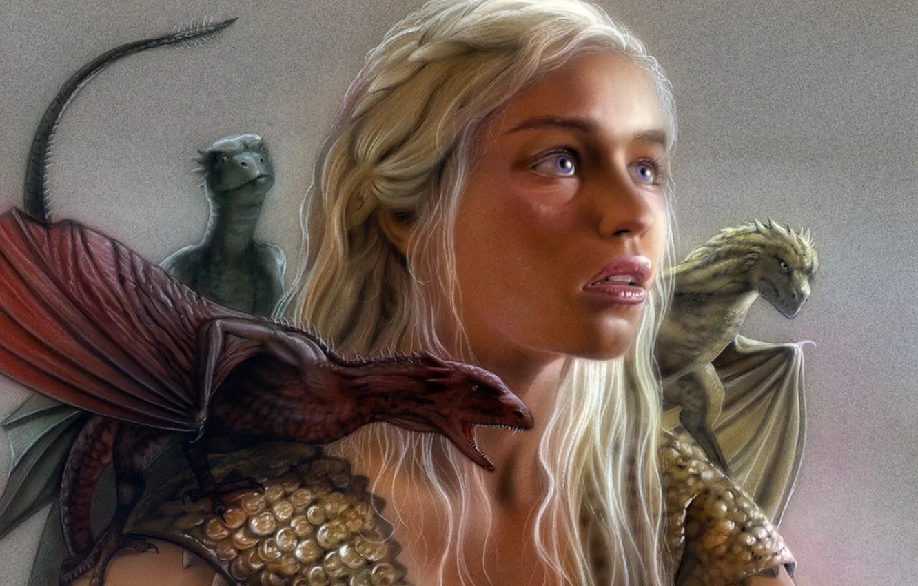 Фото обои дракон, сериал, Series, dragon, Игра престолов, Emilia Clarke, Daenerys Targaryen, Game of thrones