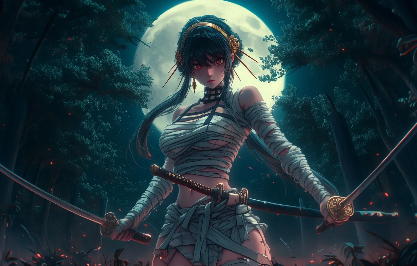 Фото обои girl, Warrior, Swords, Bandages, Yor Forger