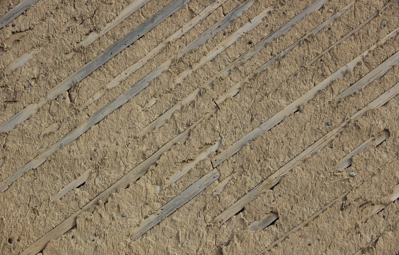 Фото обои доски, коричневый, глина, стена из глины, салома