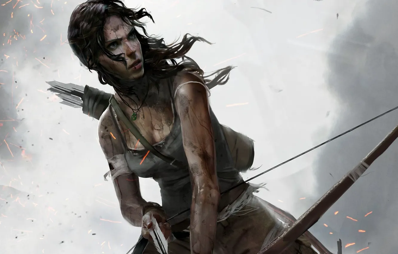 Фото обои Девушка, Лук, Tomb Raider, Лара Крофт, Lara Croft, Стрела, Definitive Edition, Tomb Raider: Definitive Edition