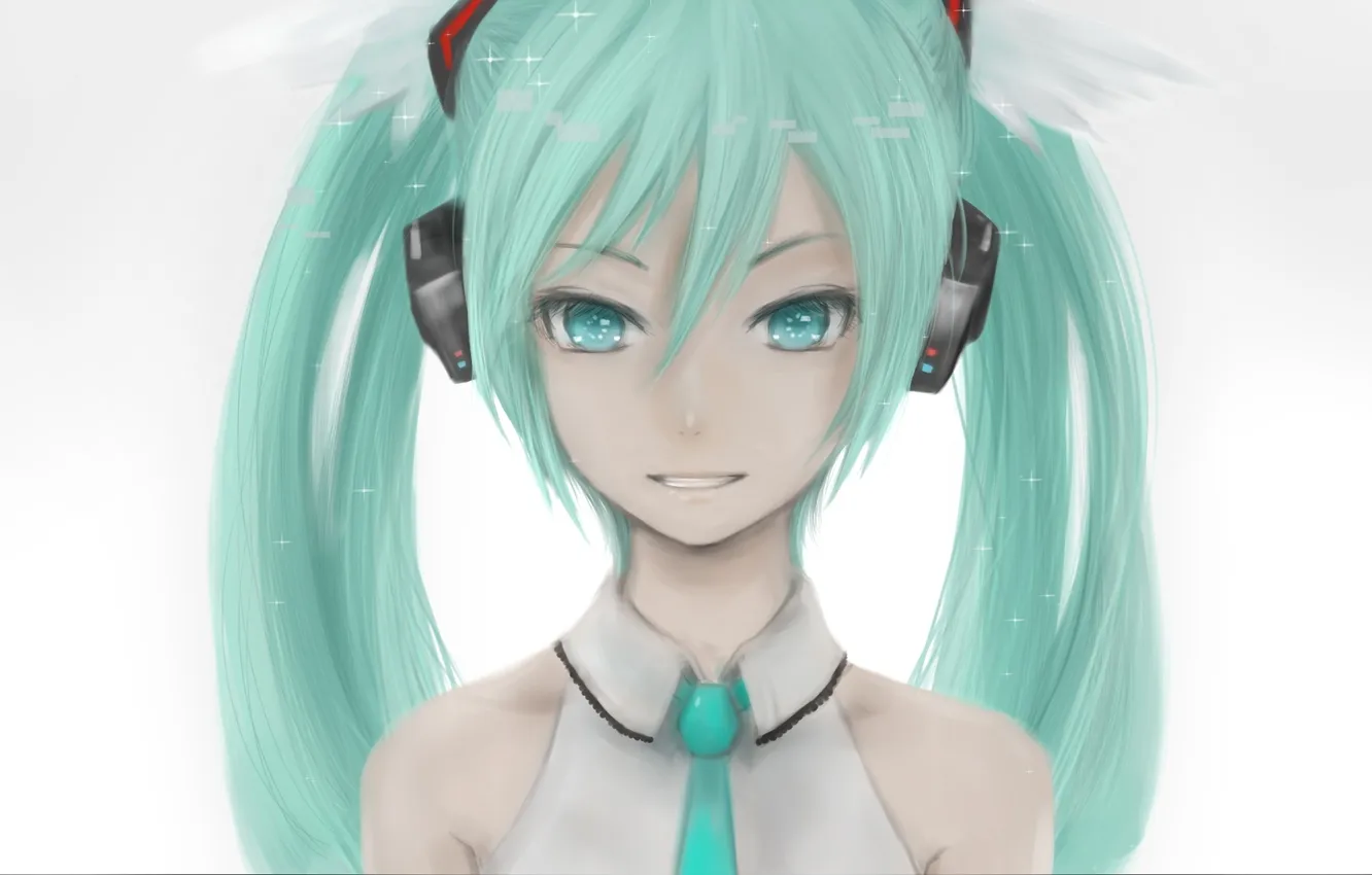 Фото обои девушка, крылья, наушники, арт, vocaloid, hatsune miku, вокалоид, moekyon