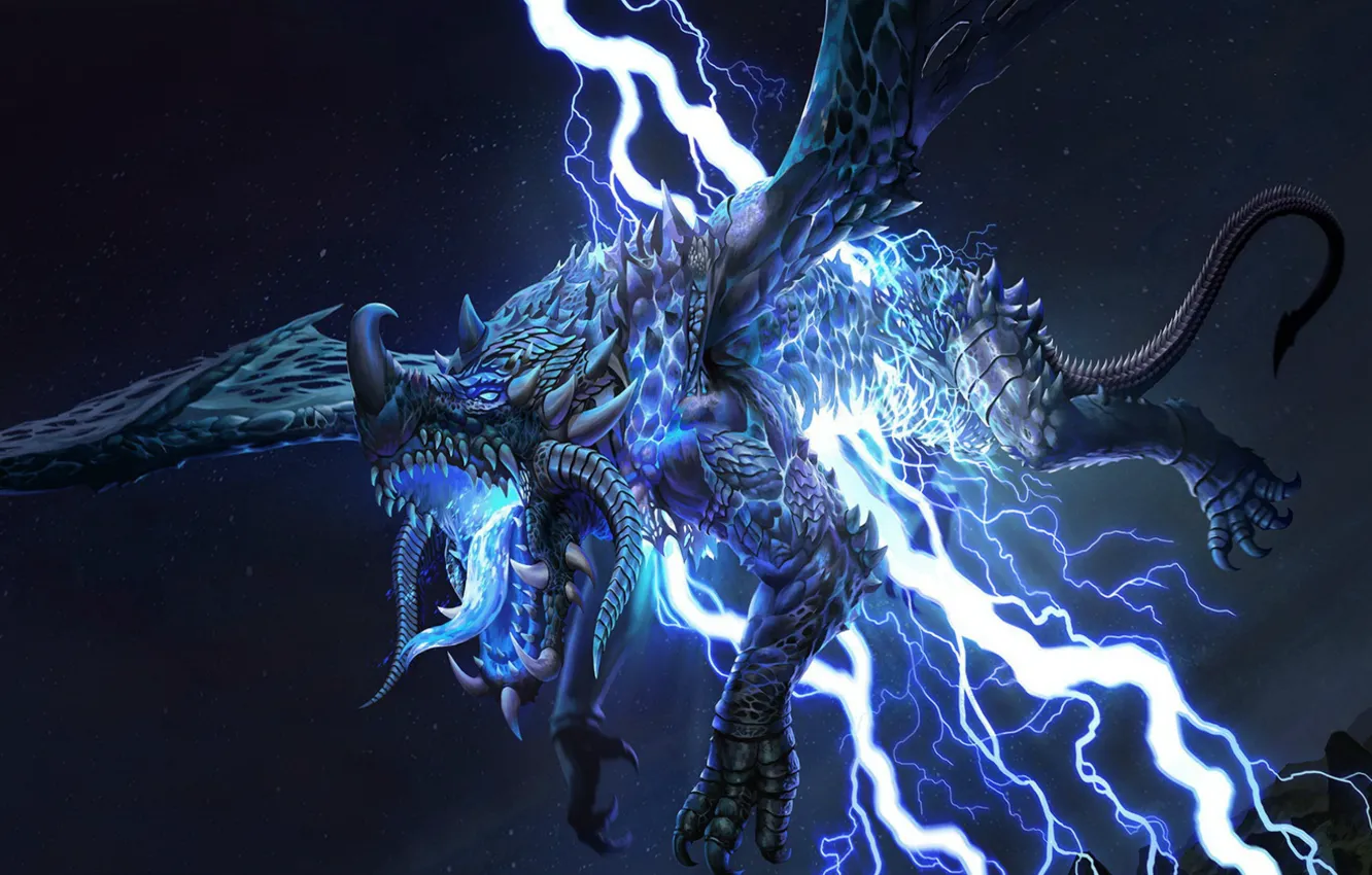 Фото обои молния, дракон, lightning, dragon, thunderbolt, гром