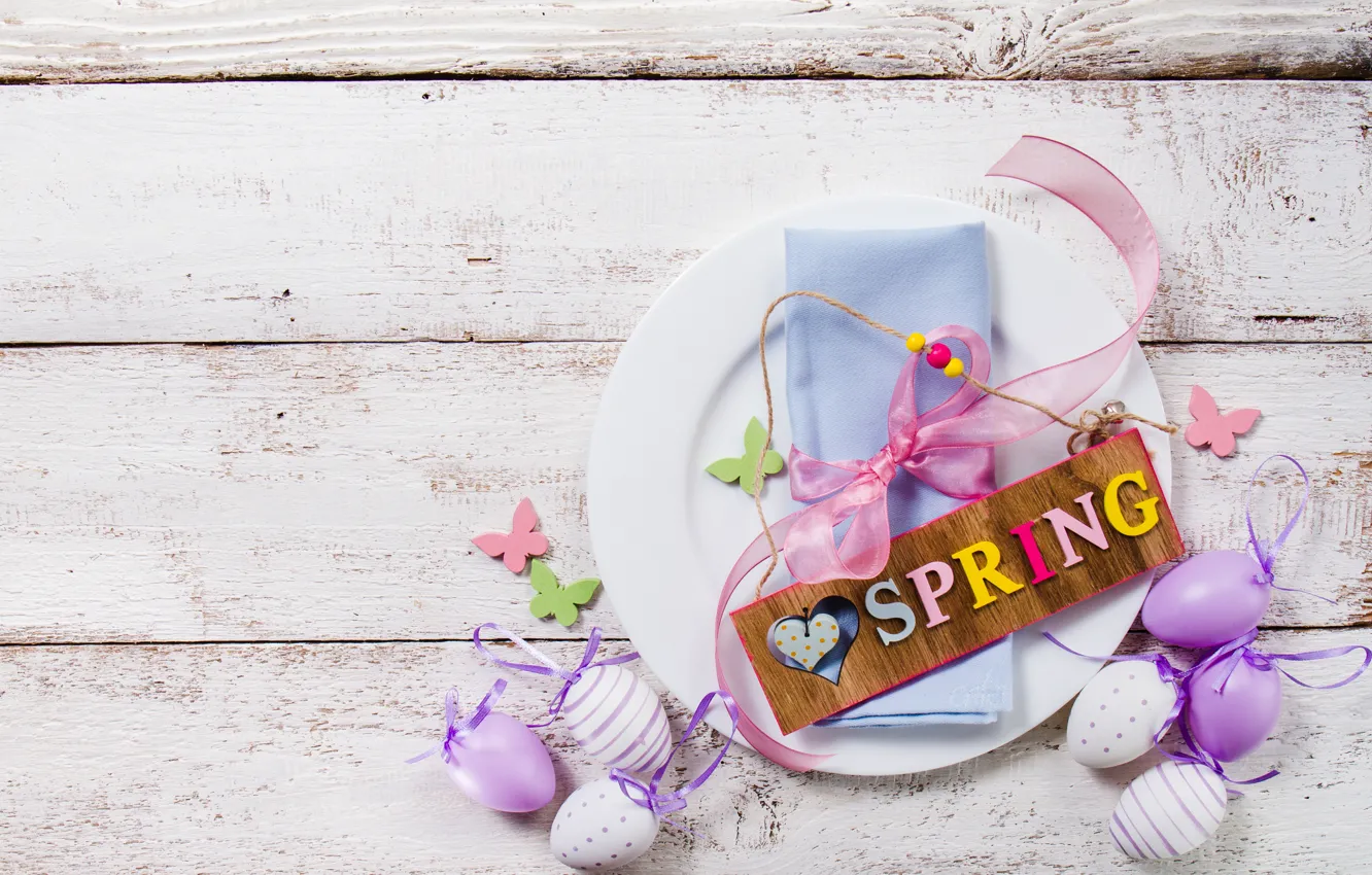 Фото обои весна, Пасха, wood, spring, Easter, purple, eggs, decoration