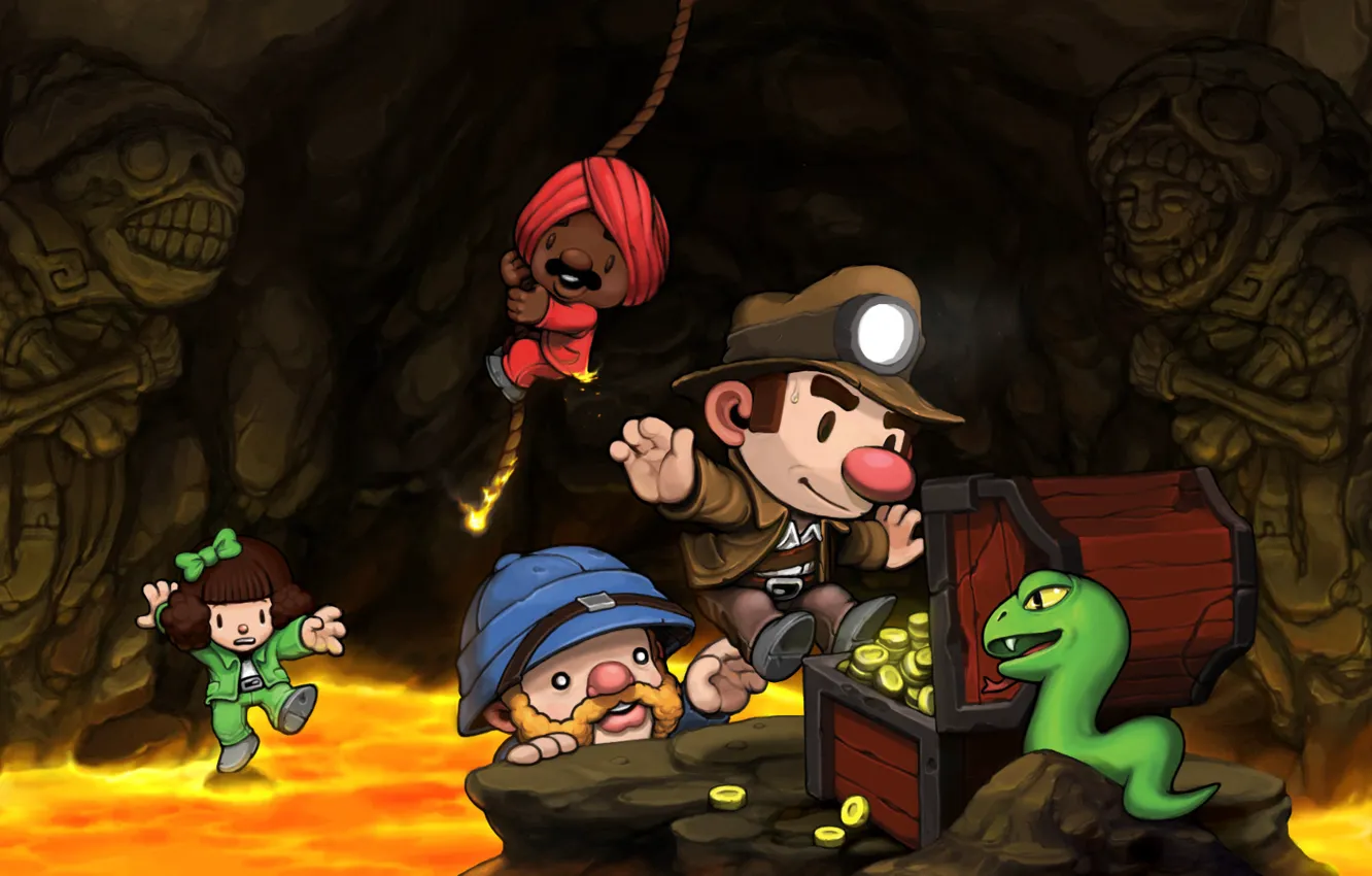 Фото обои игра, пещера, приключения, Spelunky