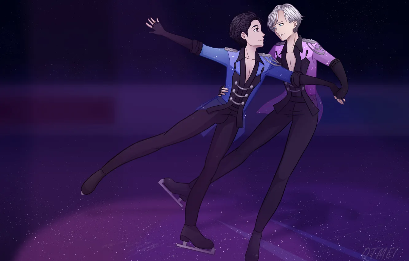 Фото обои аниме, арт, Yuri on Ice, Юрий на льду, Виктор Никифоров, Юри Катсуки