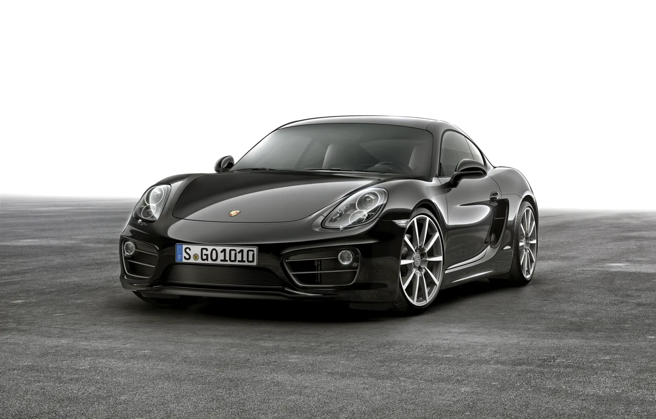 Фото обои Porsche, черная, Cayman, порше, Black, 2015, кайман