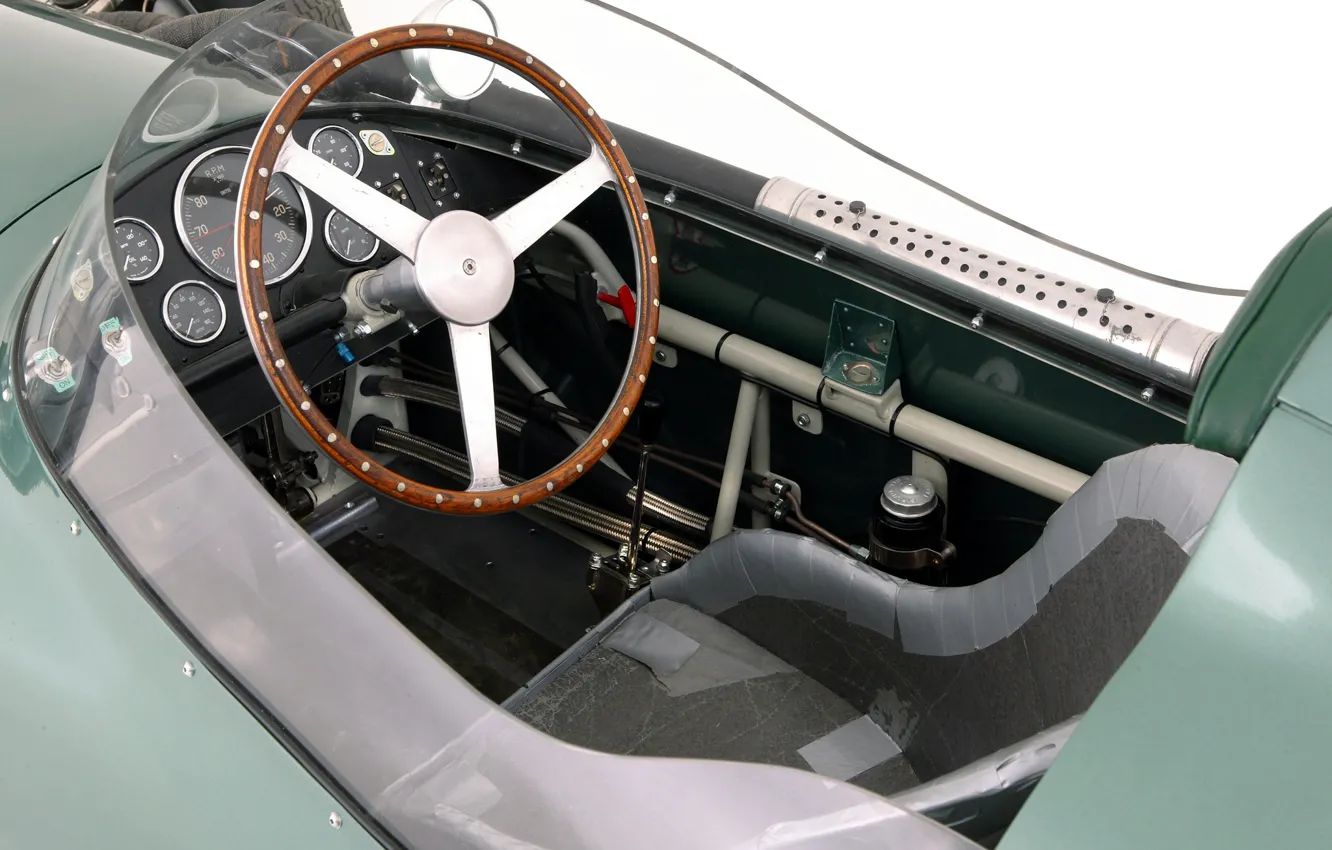 Фото обои Aston Martin, Спидометр, Руль, Formula 1, 1959, Classic car, Sports car, Кокпит
